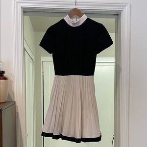 Vintage Black and White Pleated Dress